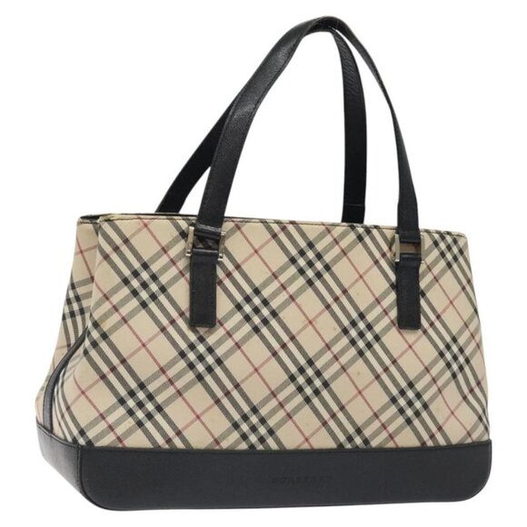 BURBERRY Nova Check Shoulder Bag Canvas Beige Silver Auth 123462 - Picture 1 of 16